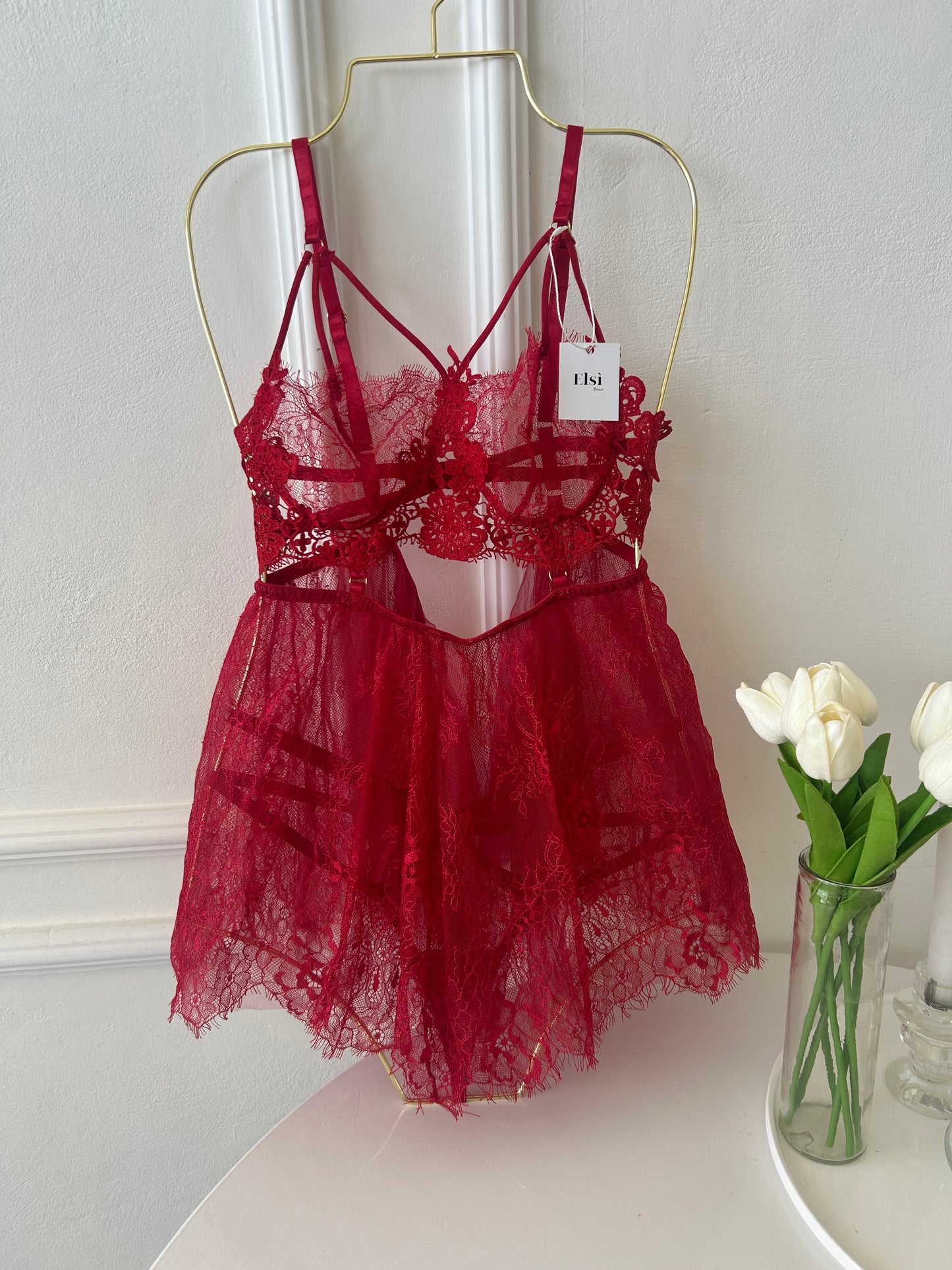 Amani babydoll in burgundy