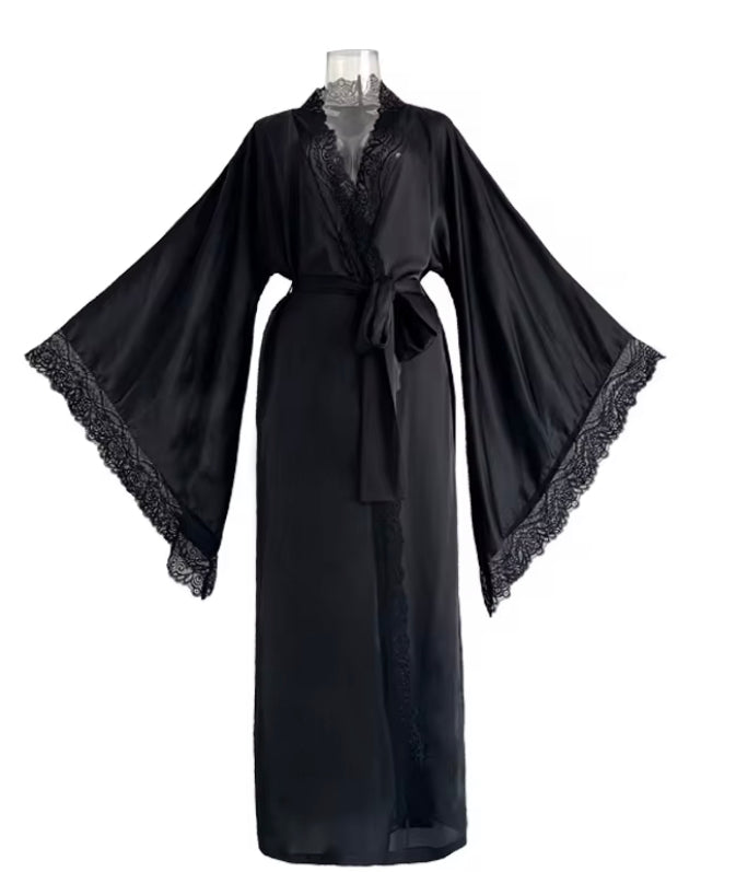 Lindy silk robe in burgundy