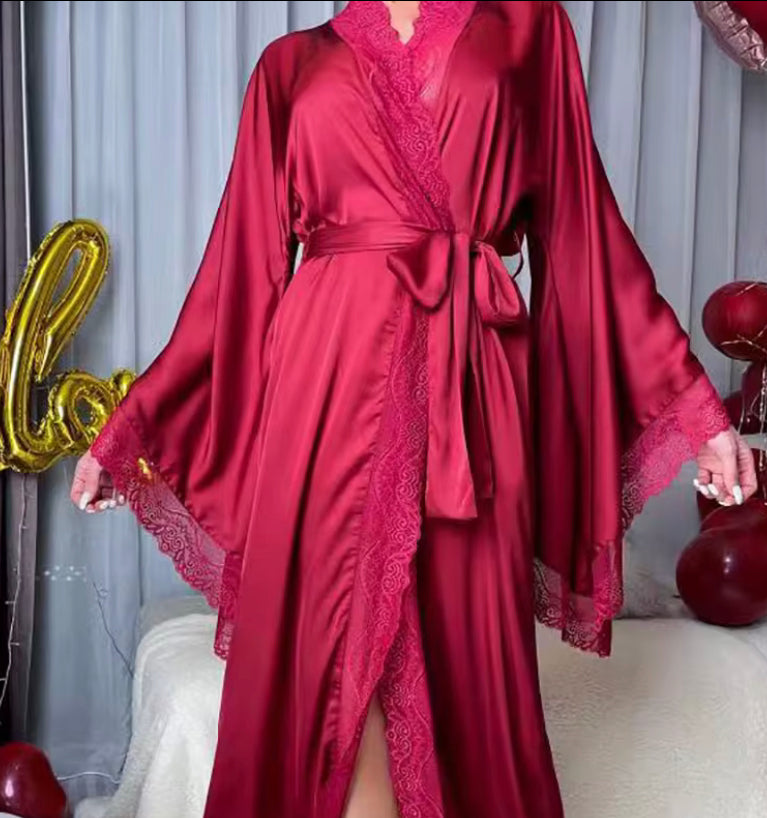 Lindy silk robe in burgundy