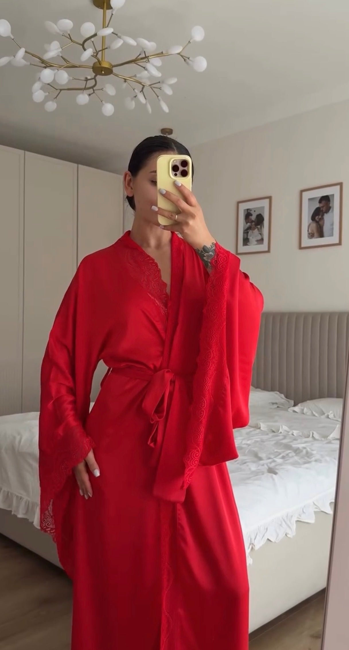 Red silk robe