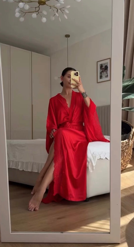 Red silk robe