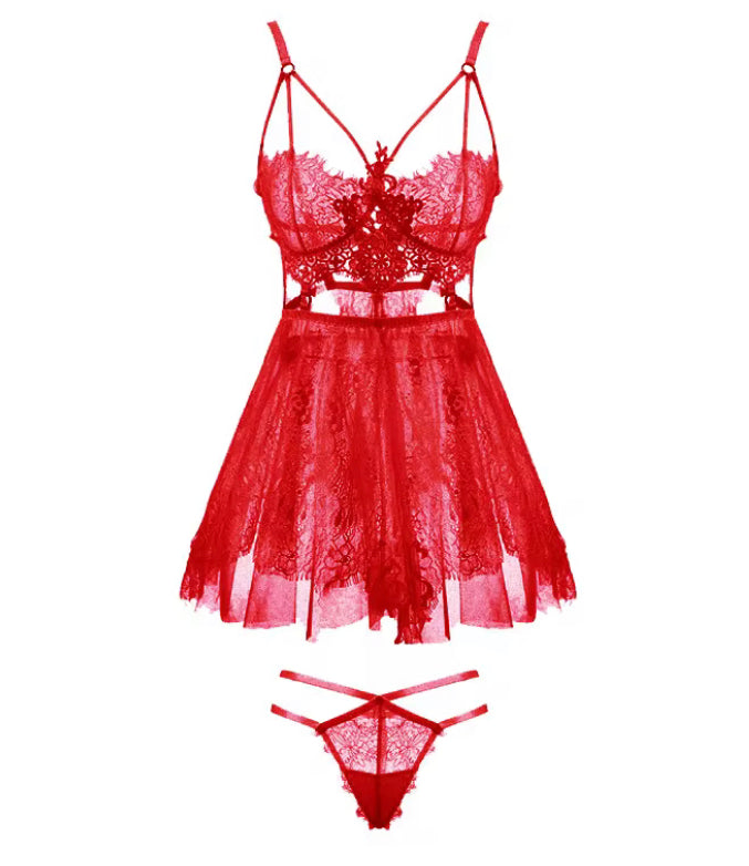 Amani babydoll in burgundy